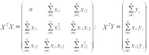 параметры множественной регрессии в матричной форме в случае двух объясняющих переменных